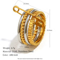 E.B.belle Stainless Steel PVD Plated Double Color Non Fixed Paper Clip Four Layers Ring Unique Design Trendy Women Finger Ring