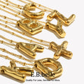 E.B.belle Party Balloon Letter Pendant Necklace Waterproof Silver Color 316L Stainless Steel Decoration 18K Gold Plated Jewelry