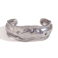 E.B.belle Open Wave Bracelet Tarnish Free 18K Gold Plated Jewelry Silver Color 316L Stainless Steel Women's Hand Bracelets